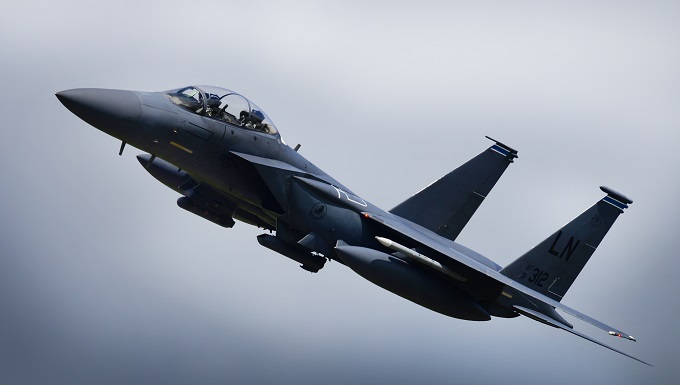 Photo of an F-15 flying